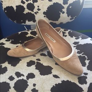 Manolo Blahnik Gold Flat
